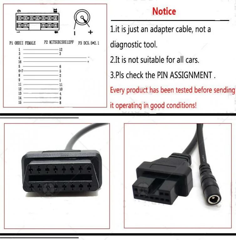 Распиновка 16 пин Кабель-Переходник Mitsubishi 12pin на OBD2 16pin. - покупайте на Auction.ru по в