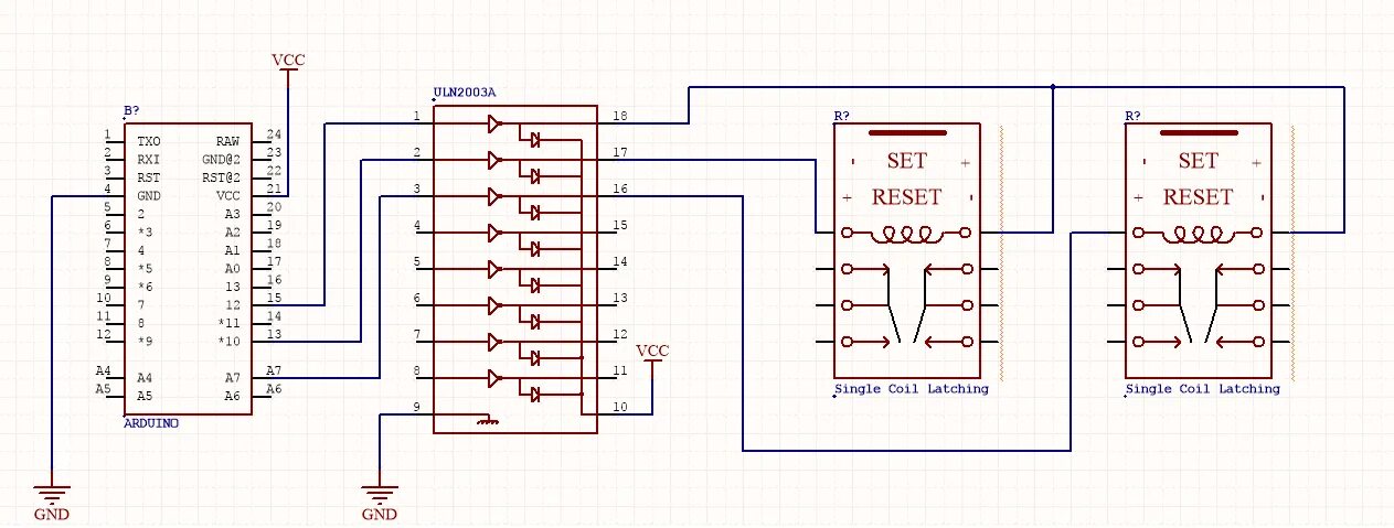 Распиновка 2003 arduino - MCU to switch single coil latching relay not working (attempting array