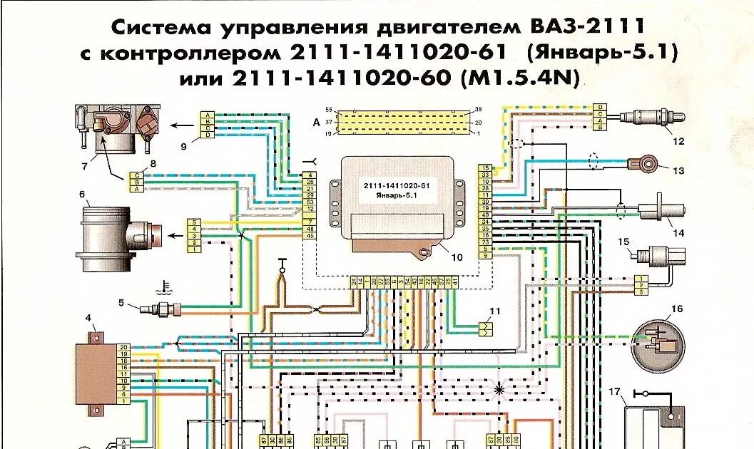 Распиновка 2111 1411020 Картинки СИСТЕМА ЗАЖИГАНИЯ 2114