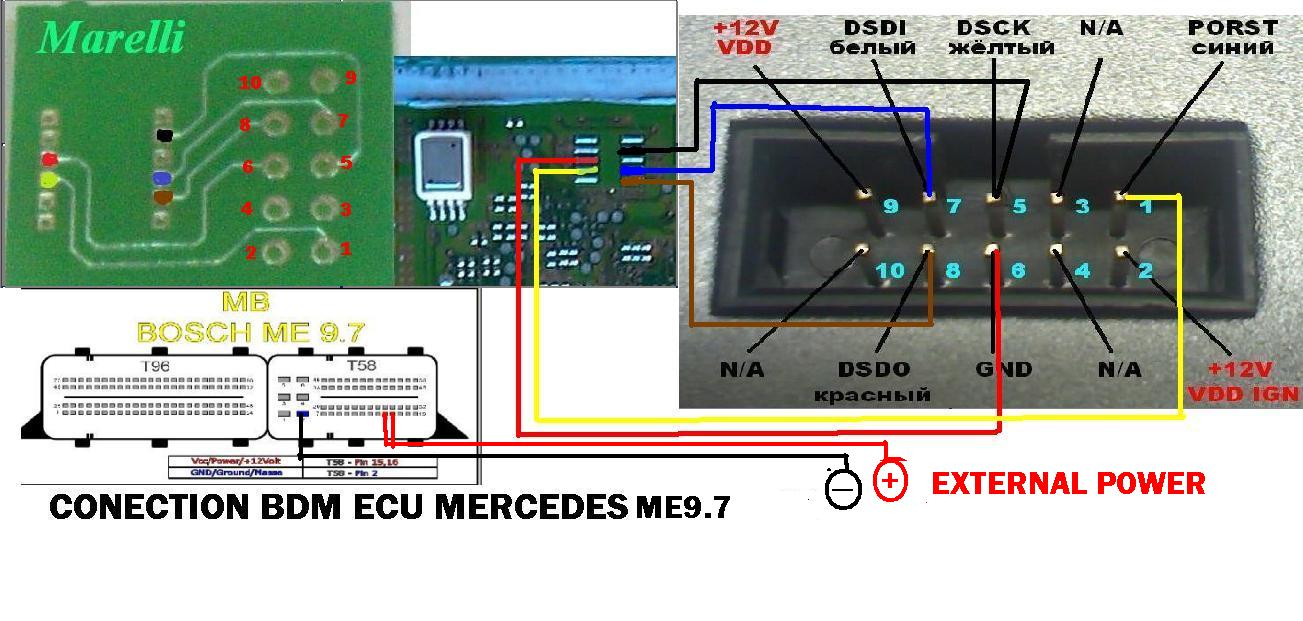 Распиновка 7.9 7 Bosch ME9.7 помогите с подключением к BDM - Схемы подключения блоков для перепро