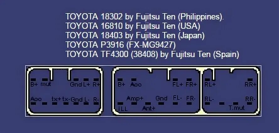 Распиновка 86120 Просмотр темы - Ищу распиновку разъема автомагнитолы toyota 18301