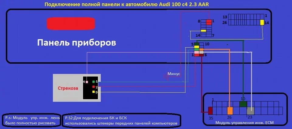 Распиновка ауди 100 Установка полной панели.Финиш =))) - Audi 100 (C4), 2,3 л, 1991 года электроника