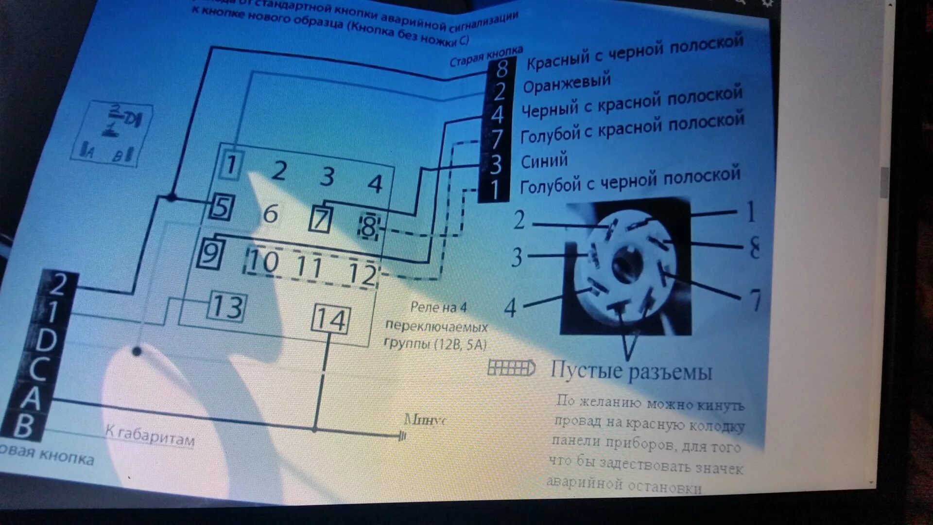 Распиновка аварийной кнопки Евро аварийка - Lada 2114, 1,6 л, 2009 года другое DRIVE2