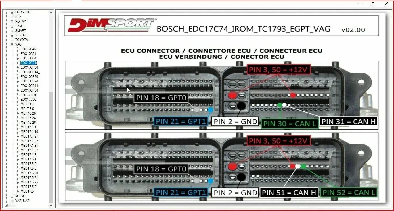 Распиновка блока bosch ПРОГРАММНОЕ ОБЕСПЕЧЕНИЕ ДЛЯ ВЫВОДА КОНТАКТОВ ECU BOSCH MEDC17 2021 eBay