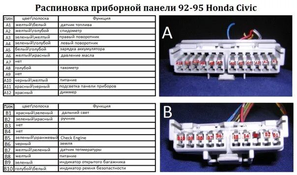 Распиновка блока хонда Не много мануалов и полезностей. - Honda Civic Hatchback (5G), 1,3 л, 1994 года 