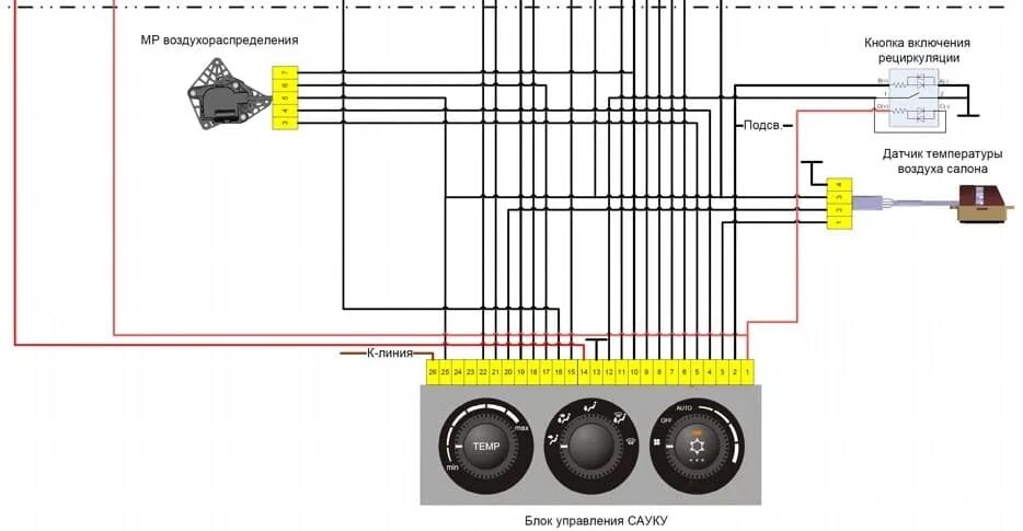 Распиновка блока управления печки Распиновка блока климат контроля