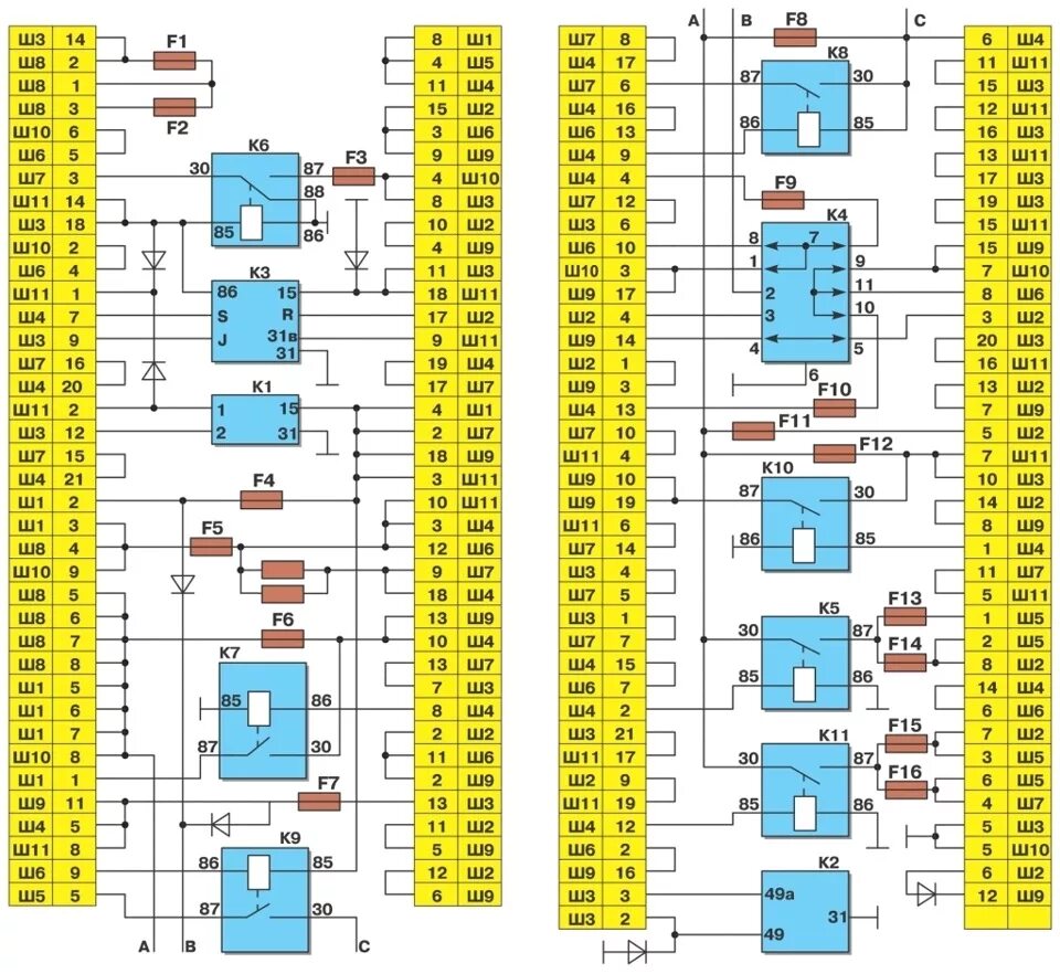 The scheme of the electrical equipment of the car and its description (VAZ-2109 