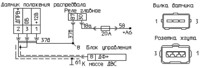 Распиновка дпрв Распиновка датчика распредвала ВАЗ 2114, 2110, 2112, Газель