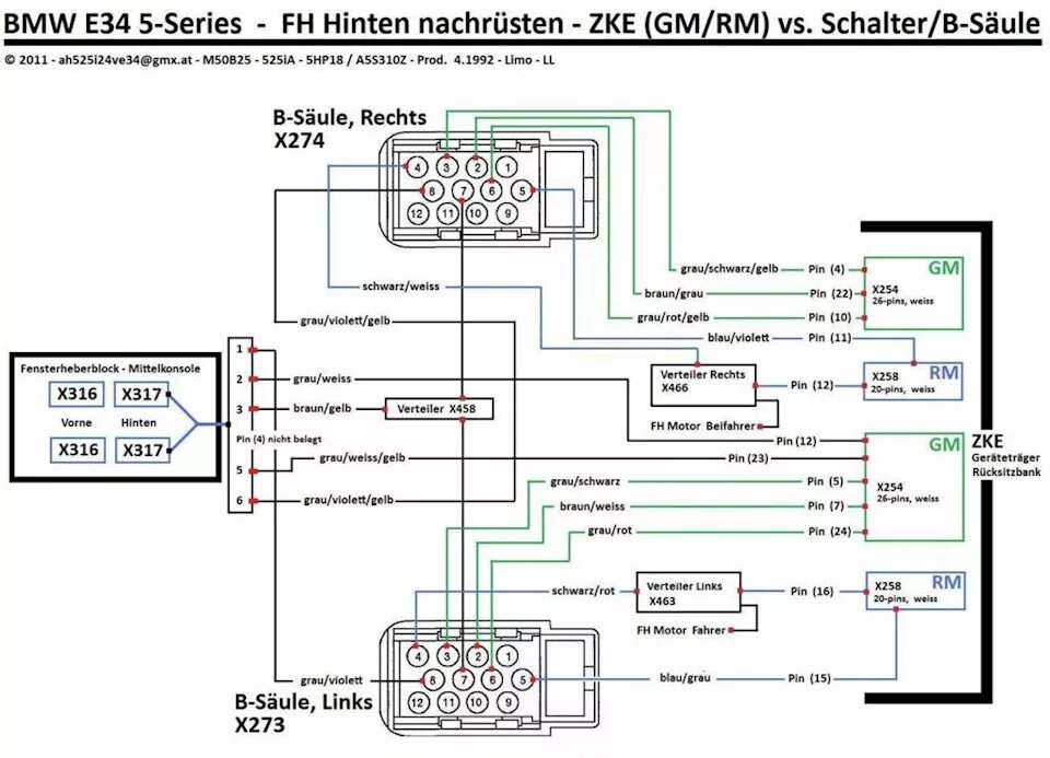 Распиновка е34 Задние стеклоподъемники или "Нет" дискриминации задним пассажирам - BMW 5 series