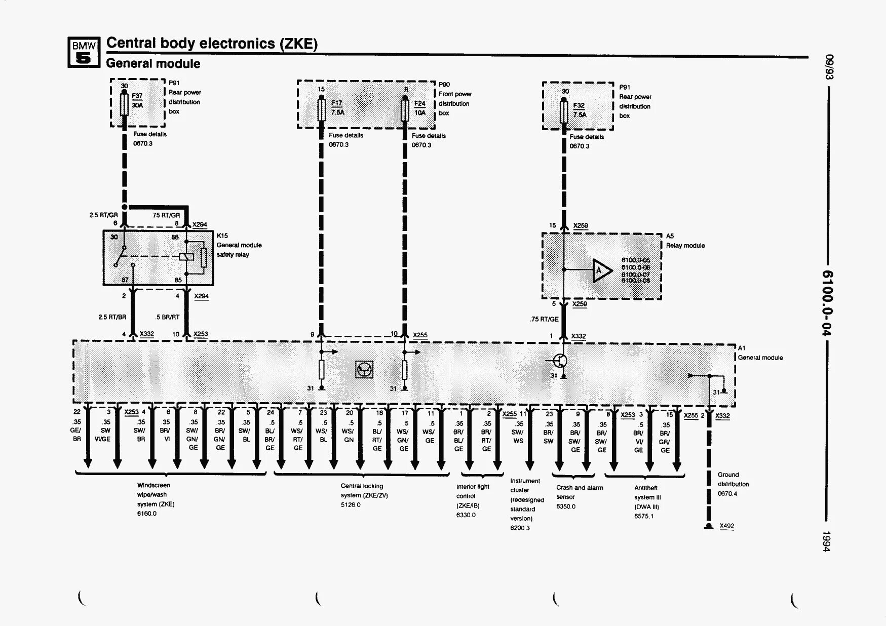 Распиновка е34 Electrical troubleshooting manual (5 Series - E34 (518i, 520i, 525td, 525tds, in