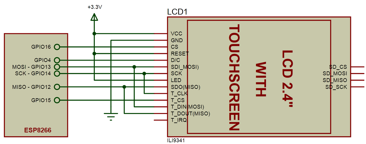 Распиновка экрана TFT ILI9341 display - Everything ESP8266