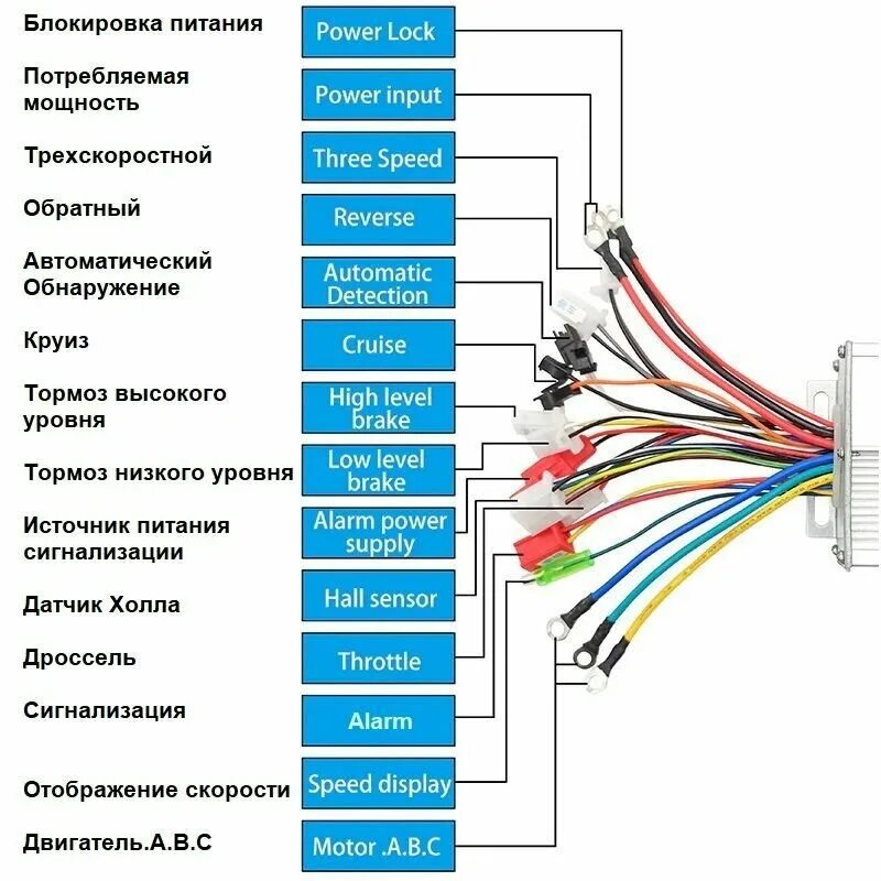 Распиновка электросамоката Контроллер 48в/64в 500 Вт для электровелосипеда электросамоката - купить в интер