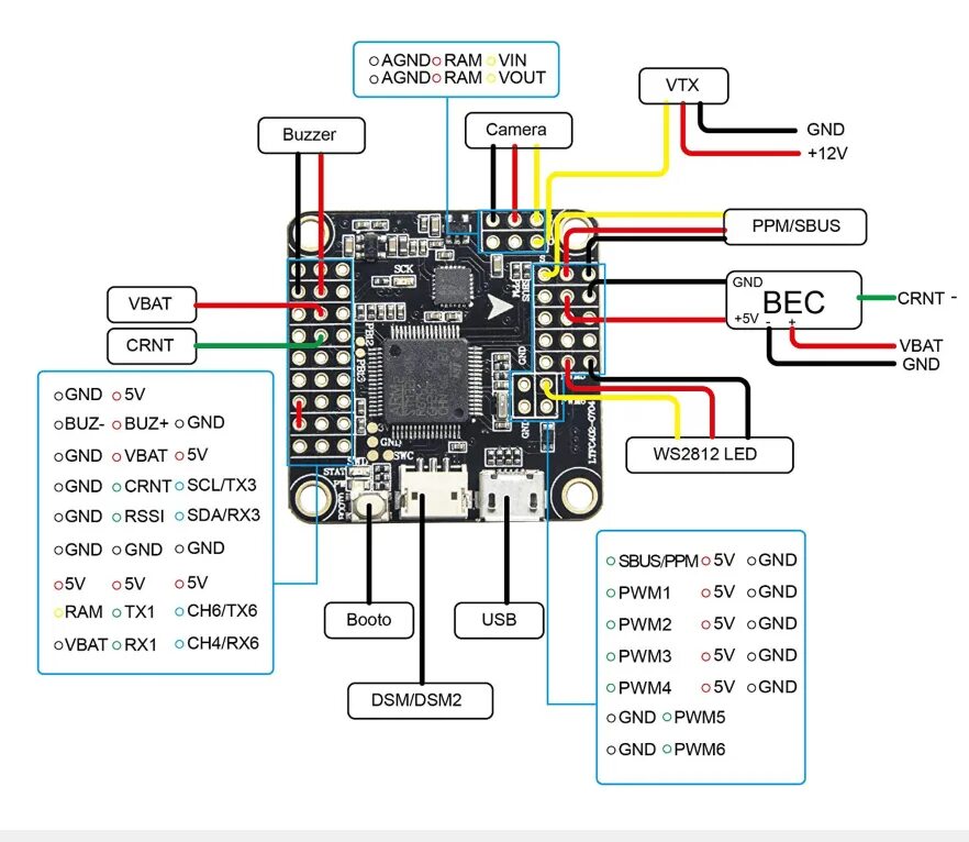 Распиновка f405 AKK F4 Flight Controller with Integrated OSD