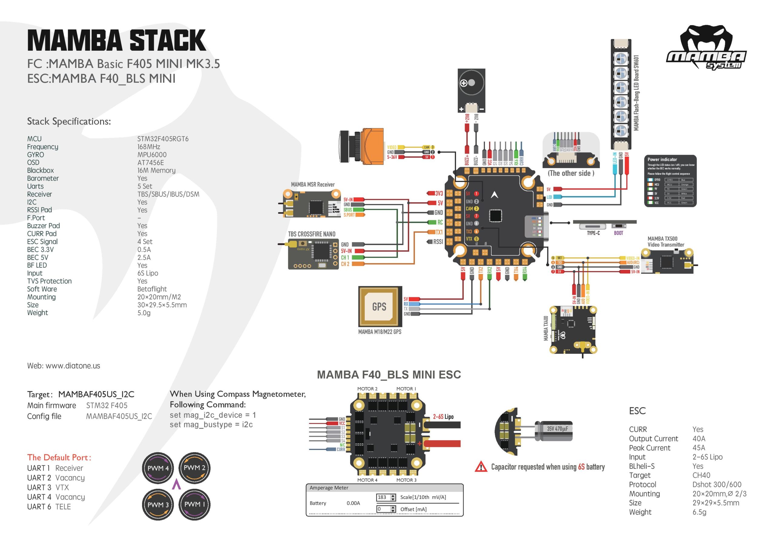 Распиновка f405 Mamba Stack Basic F405 Mini MK3.5 (30A Blheli_S ESC) - Unmanned Tech Shop