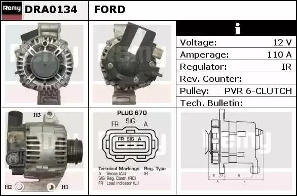 Распиновка генератора форд DRA0134 Генератор DELCO REMY - купить, цена в Москве