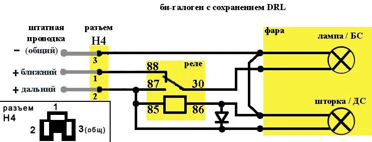 Распиновка h4 Фара Ксенон Штатная - Nissan AD (Y12), 1,5 л, 2012 года тюнинг DRIVE2