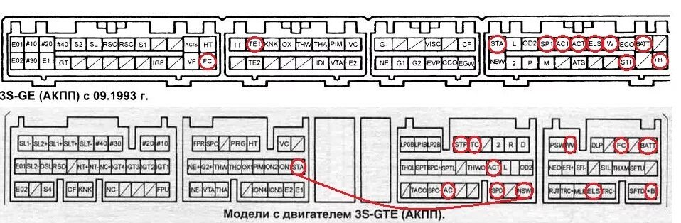 Распиновка калдина Сращивание проводки 3S-GE(Toyota Celica ST20*) с 3S-GTE(Toyota Caldina ST215) - 