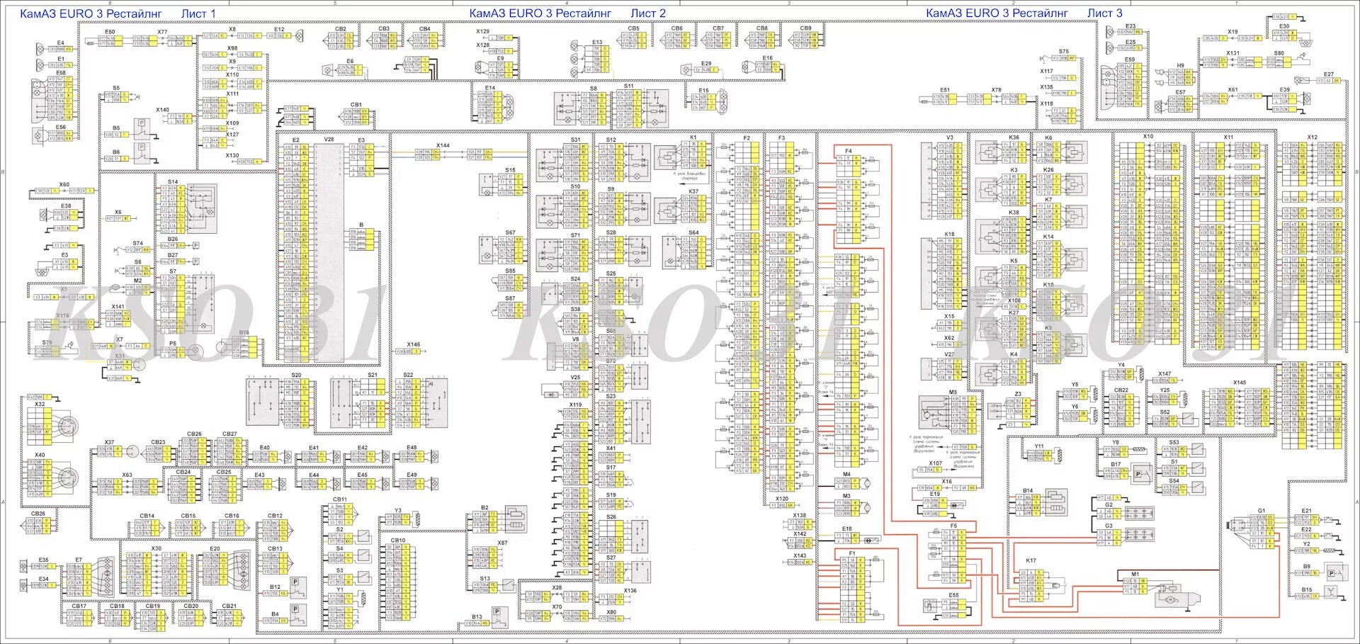 Распиновка камаз евро Общая схема электрооборудования КамАЗ Евро 3 рестайлинг. - КамАЗ 65117, 6,7 л, 2