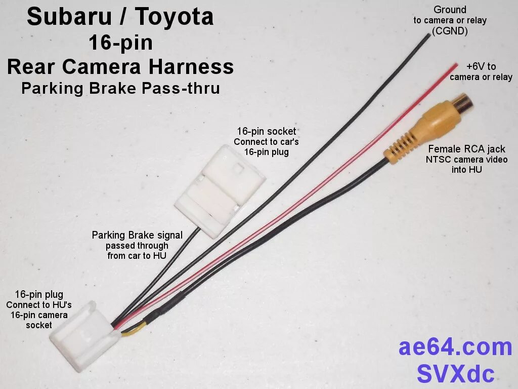 Распиновка камеры Subaru 16-pin Rear Camera Harness