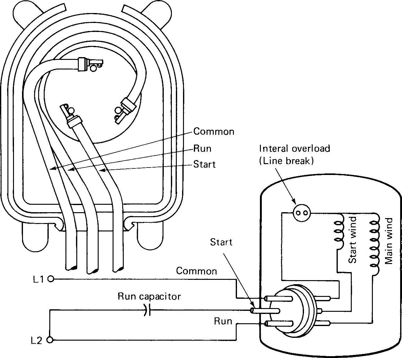 Распиновка компрессора Motor Run Capacitor Wiring