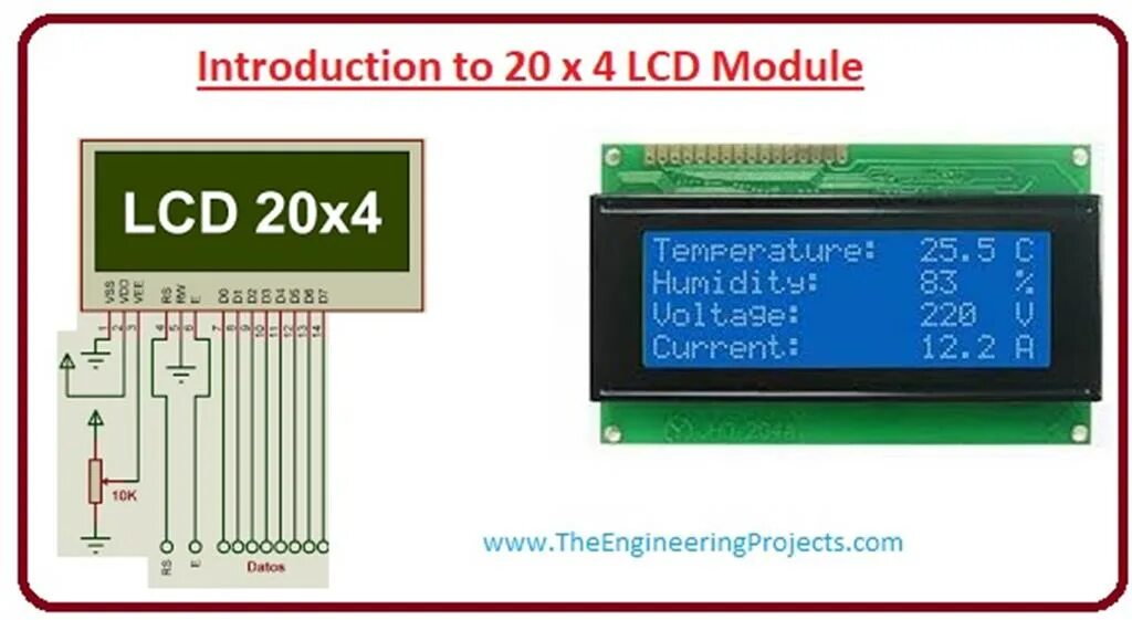 Распиновка lcd Introduction to LCD 20x4 - The Engineering Projects