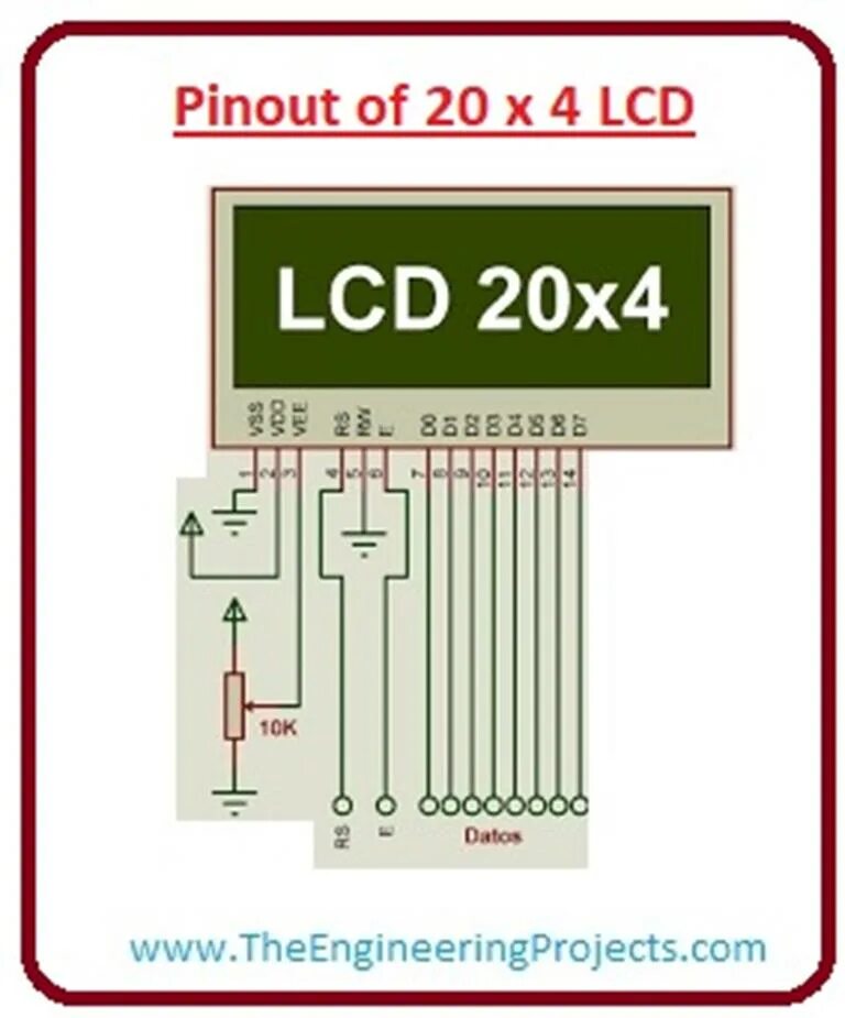 Распиновка lcd Introduction to LCD 20x4 - The Engineering Projects