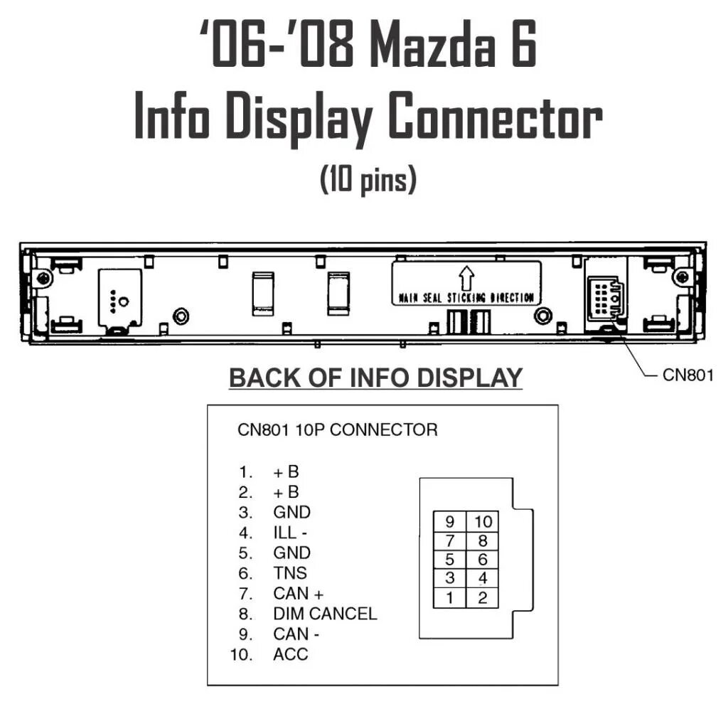 Распиновка mazda 6 Radio 2 din mazda 6 2004 podłączenie pod kierownicę i wyświetlacz