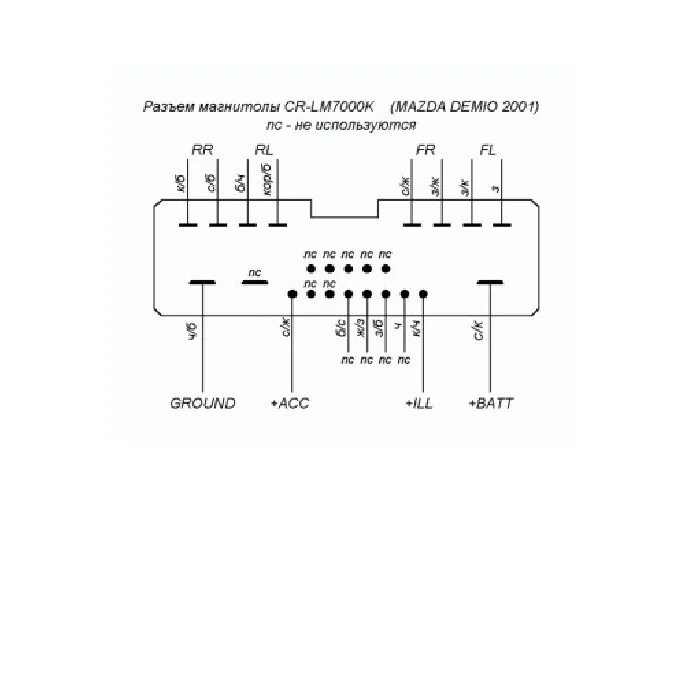 Распиновка мазда демио Фотография "Взято у пользователя sokhar. Разъём стандартной магнитолы mazda.