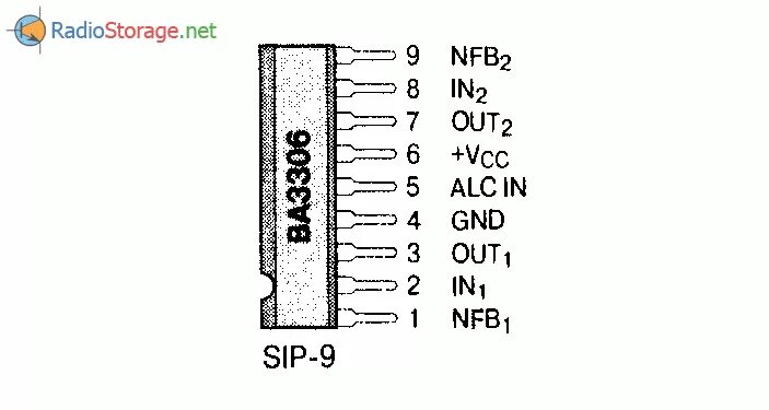 Распиновка микросхем Микросхема BA3306 - двухканальный предусилитель НЧ (80Дб при 4,5-14В)