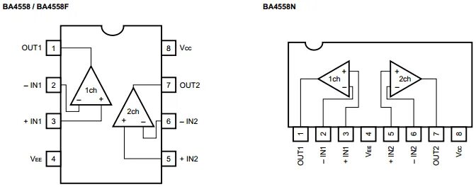 Распиновка микросхем BA4558