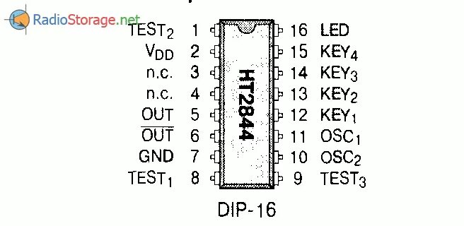 Распиновка микросхем Микросхема HT2844 - генератор звукового сигнала