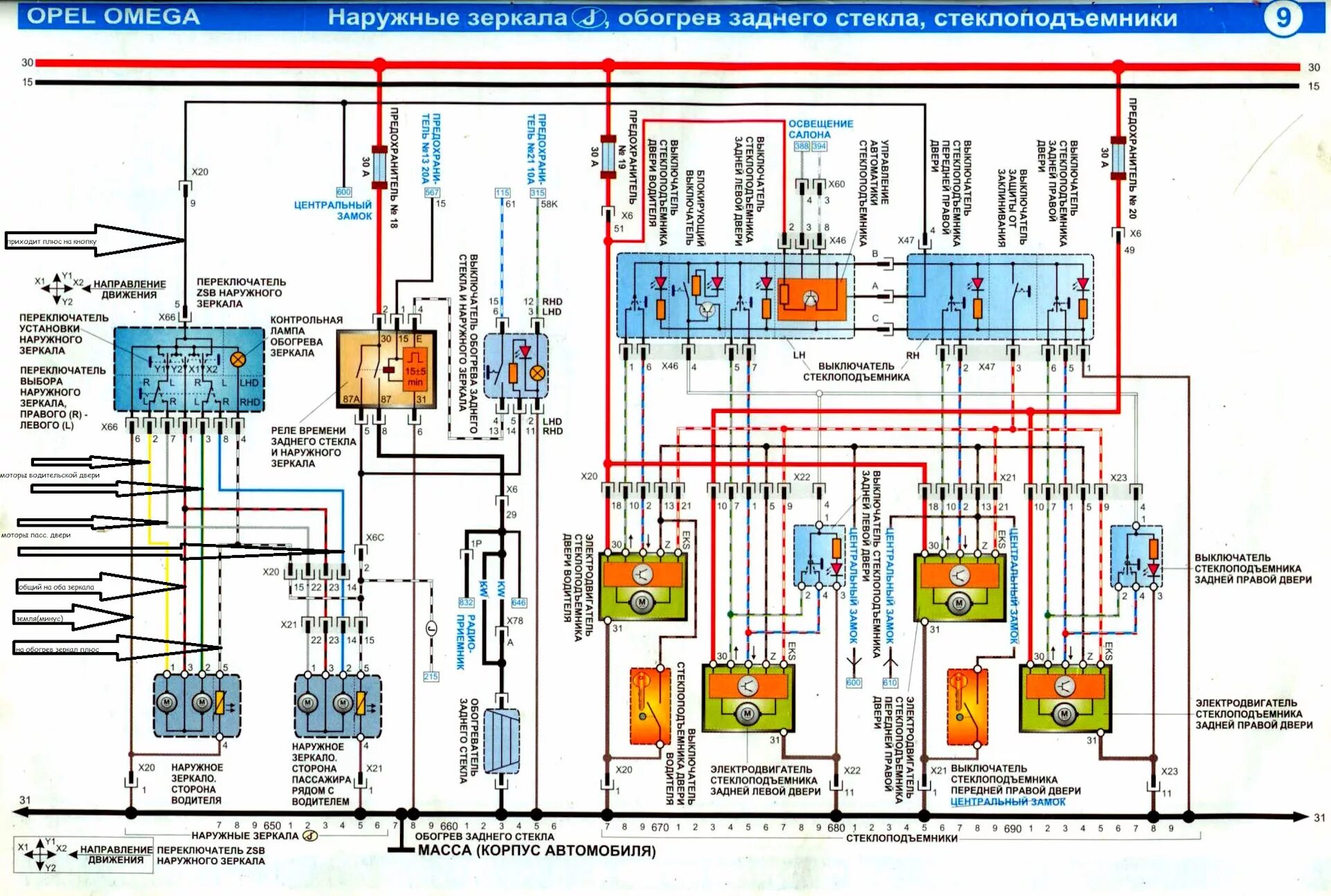 Распиновка опель омега б Схема распиновки электрозеркал Опель омега А - Opel Omega A, 2 л, 1988 года элек