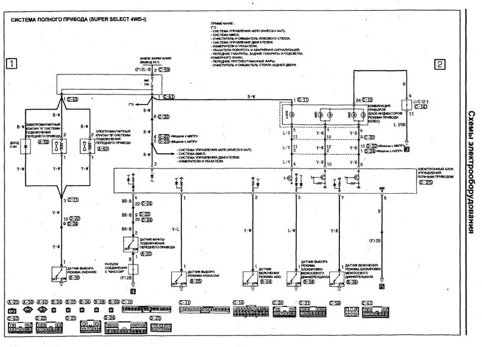 Распиновка паджеро Электрическая схема SUPER SELECT 4WD - Mitsubishi Pajero iO, 1,6 л, 1999 года эл