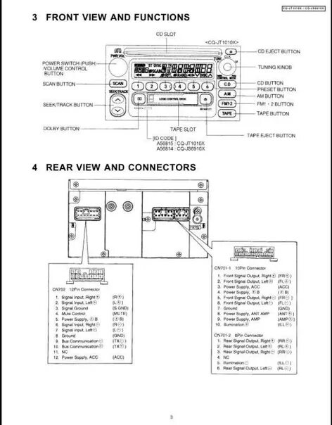 Распиновка panasonic Panasonic-cq-jt1010x-js6910x-js73f6ae-4. Фотография из альбома Panasonic. - 15 и