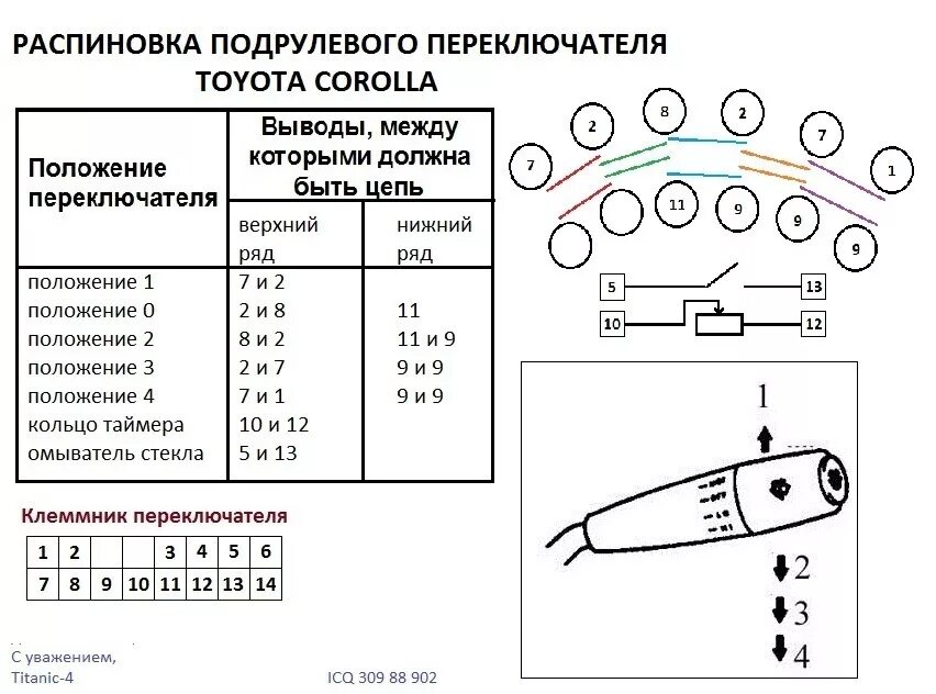 Распиновка переключателя Подключаем подрулевые переключатели TOYOTA (очиститель и омыватель) - DRIVE2