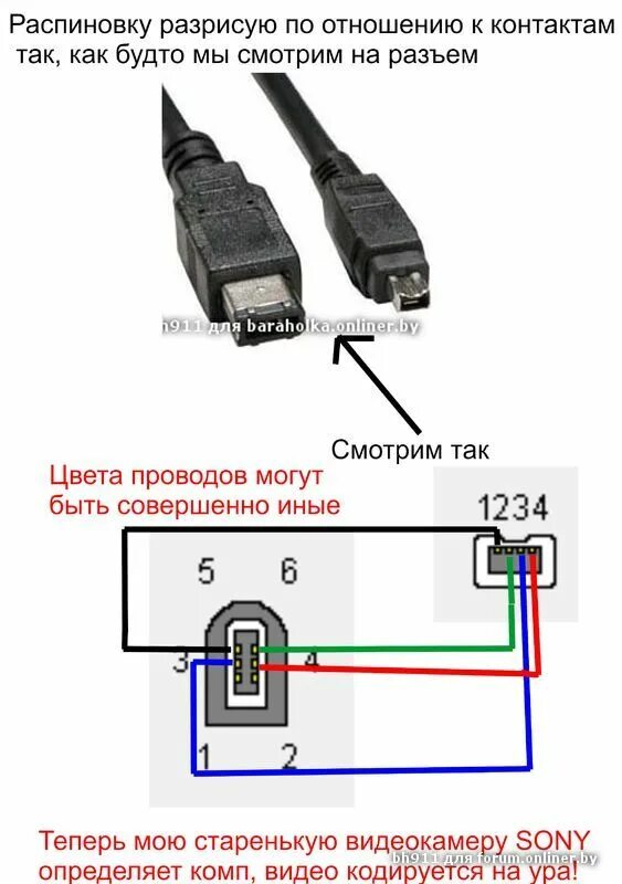 Распиновка питание камеры Распиновка кабеля i.link или 1394 - Форум onliner.by