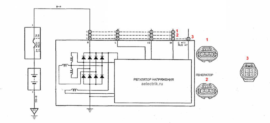 Распиновка подключения генератора Подключение генератора тойота - КарЛайн.ру