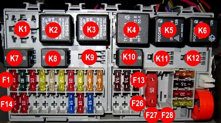 Распиновка предохранителей калина Лада калина предохранители и реле - КарЛайн.ру
