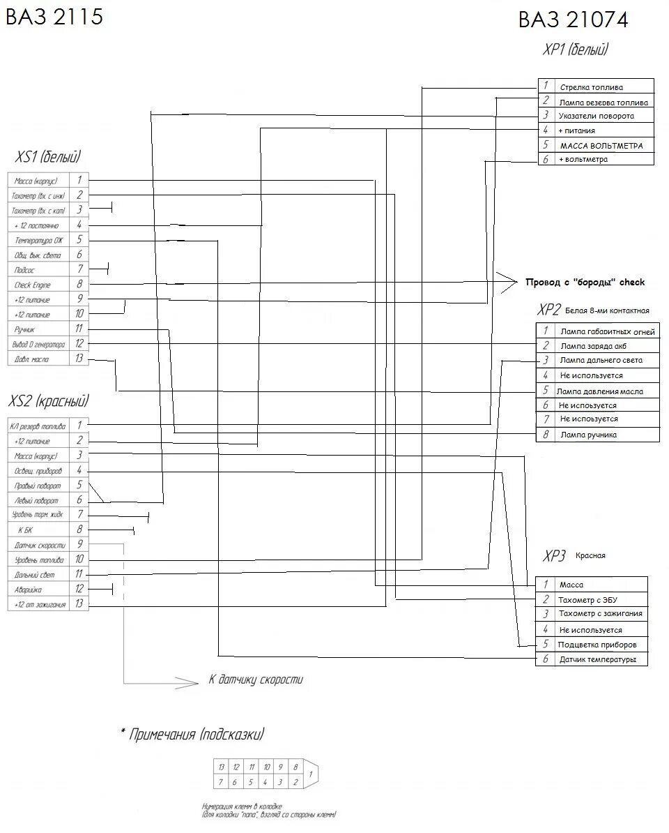 Распиновка приборной 2107 Приборная панель ВАЗ 2115 VDO в ВАЗ 21074(инж.)Ч 1. Распиновка. - Lada 210740, 1