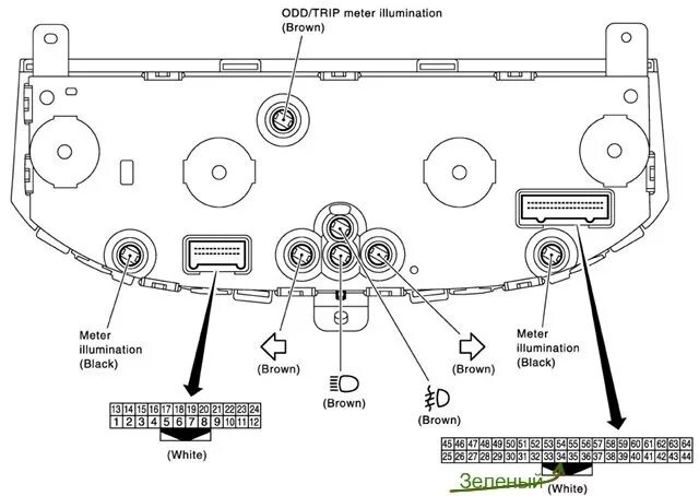 Распиновка приборной панели ниссан Шпаргалка по лампочкам доски приборов. - Nissan Almera II (N16), 1,5 л, 2003 год