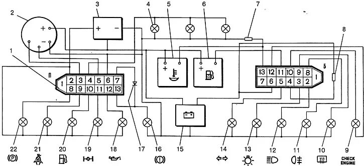 Распиновка приборной панели нива Особенности устройства контрольных приборов (ВАЗ-21213 "Нива" 1994-2006 / Электр