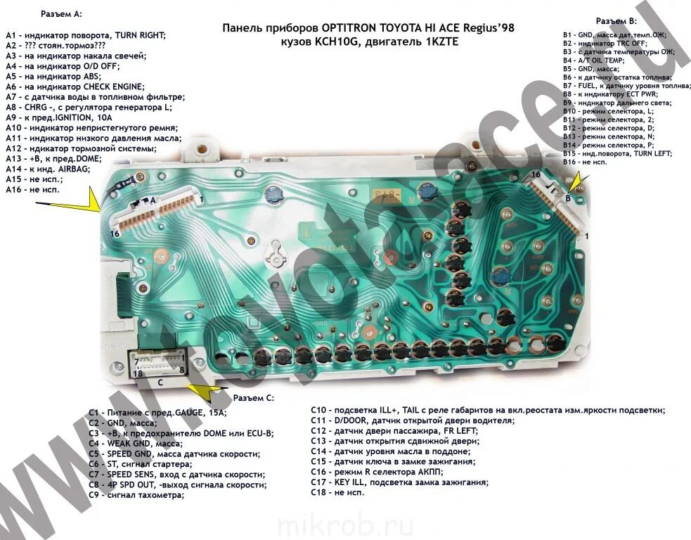 Распиновка приборной панели тойота Как проверить оптитрон - Сообщество "Автоэлектрика" на DRIVE2