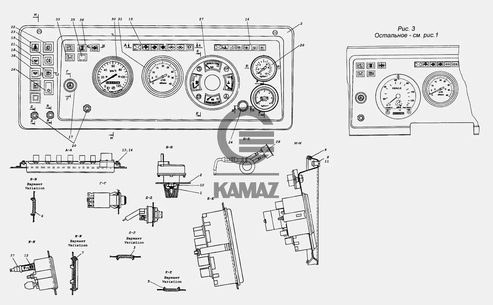 Распиновка приборов камаз Щиток приборов для автомобиля КАМАЗ 5460 (каталог 2005 г.), 32 дет.