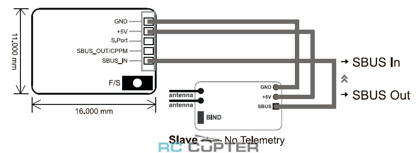 Распиновка приемника Приёмник микро FrSky R-XSR Ultra Micro Receiver 2.4GHz 16CH ACCST S.Bus CPPM tel
