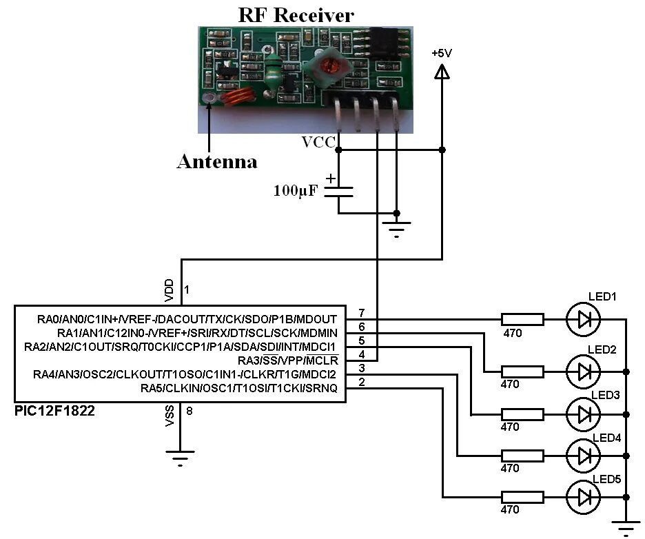 Распиновка приемника 433MHz Radio Frequency (RF) transmitter and receiver - CCS C