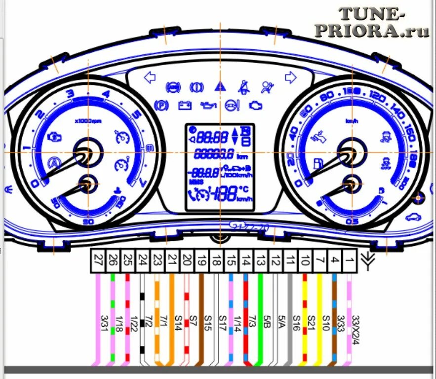 Распиновка приоры прибор Распиновка контактов штатной комбинации приборов Тюнинг и ремонт Lada Priora