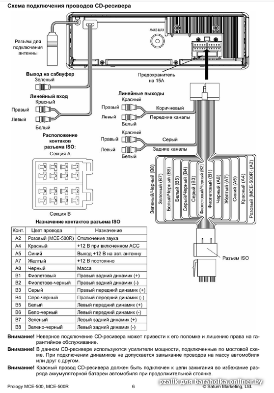 Распиновка prology Автомагнитола Prology MCE-500 MKII + 2динамика. - Барахолка onliner.by