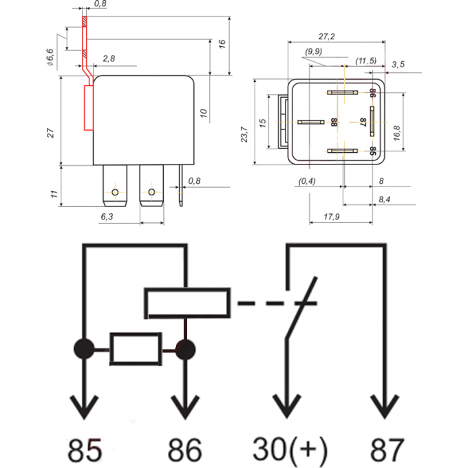 Распиновка реле 456.3747 02 схема подключения 2 Pack 12vdc 40 Amp Relay 4 Pin For Motor Truck , Universal Automotive Electrica