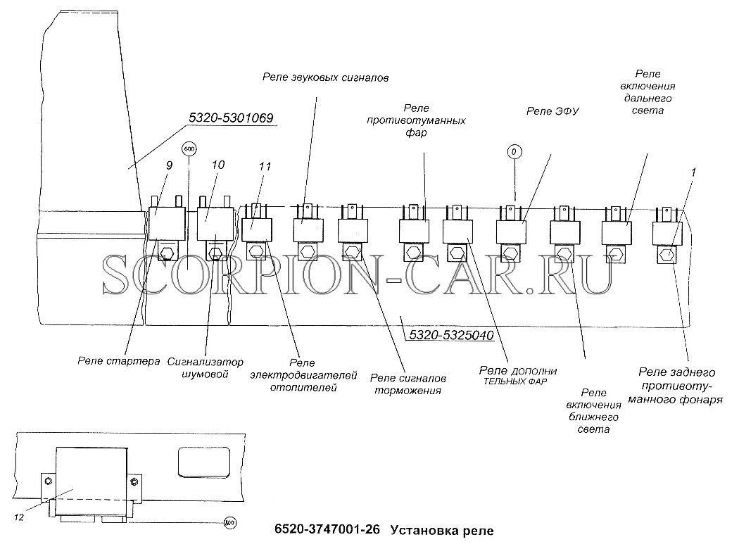 Распиновка реле камаз КАМАЗ 5360 Установка реле 6520-3747001-26