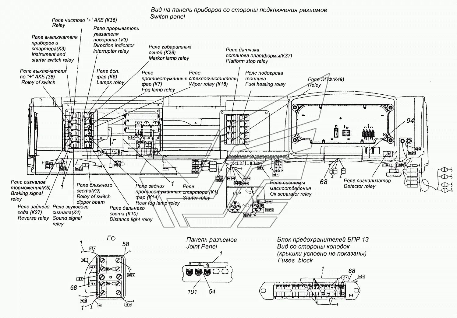 Распиновка реле камаз 65115-3724002-61 Установка проводов на панели приборов КамАЗ-53605 (Евро-4) (Чер